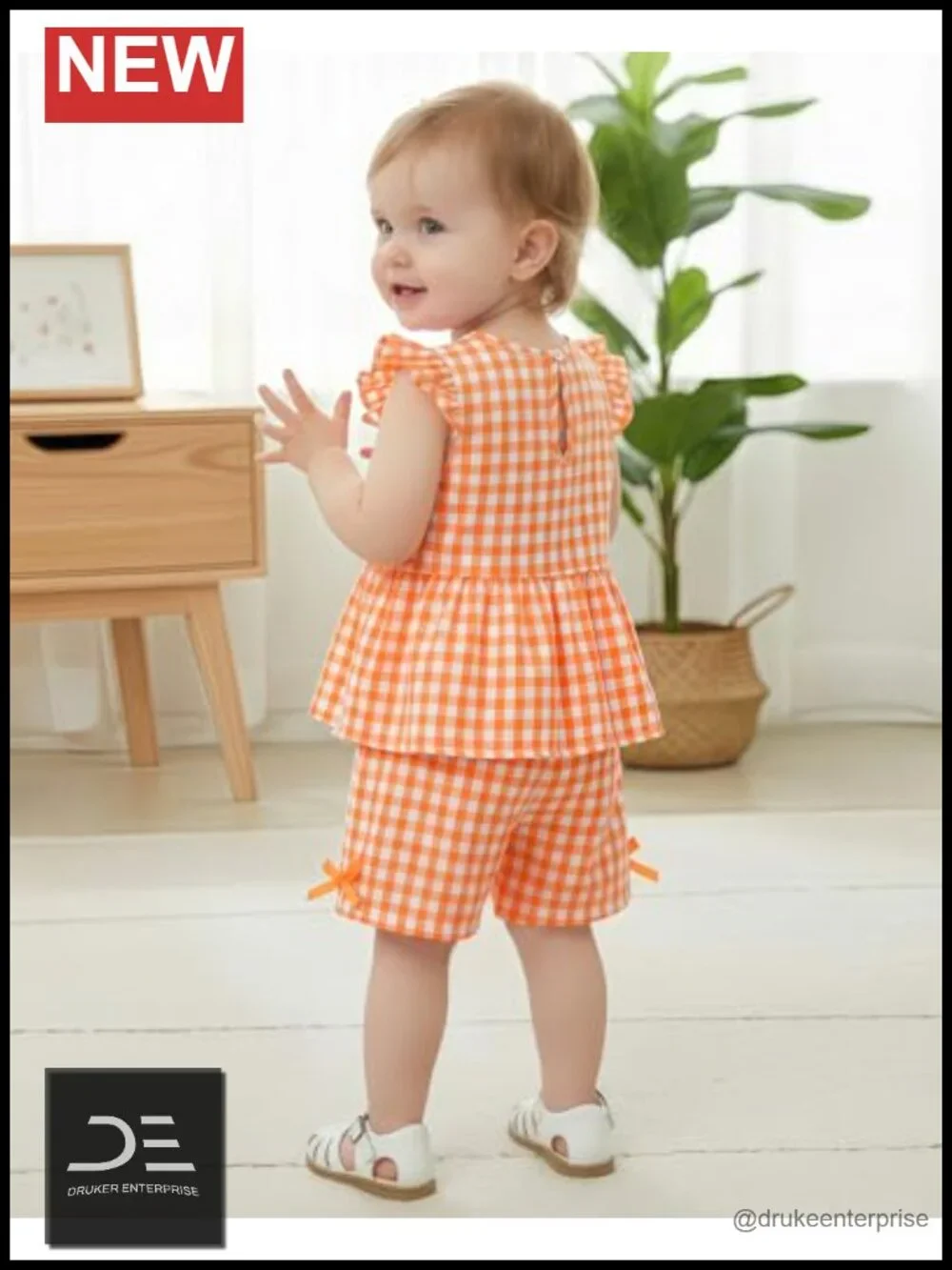 Toddler Girl 2 Piece Cotton Summer Outfit Ruffle Sleeve Top and Shorts Set